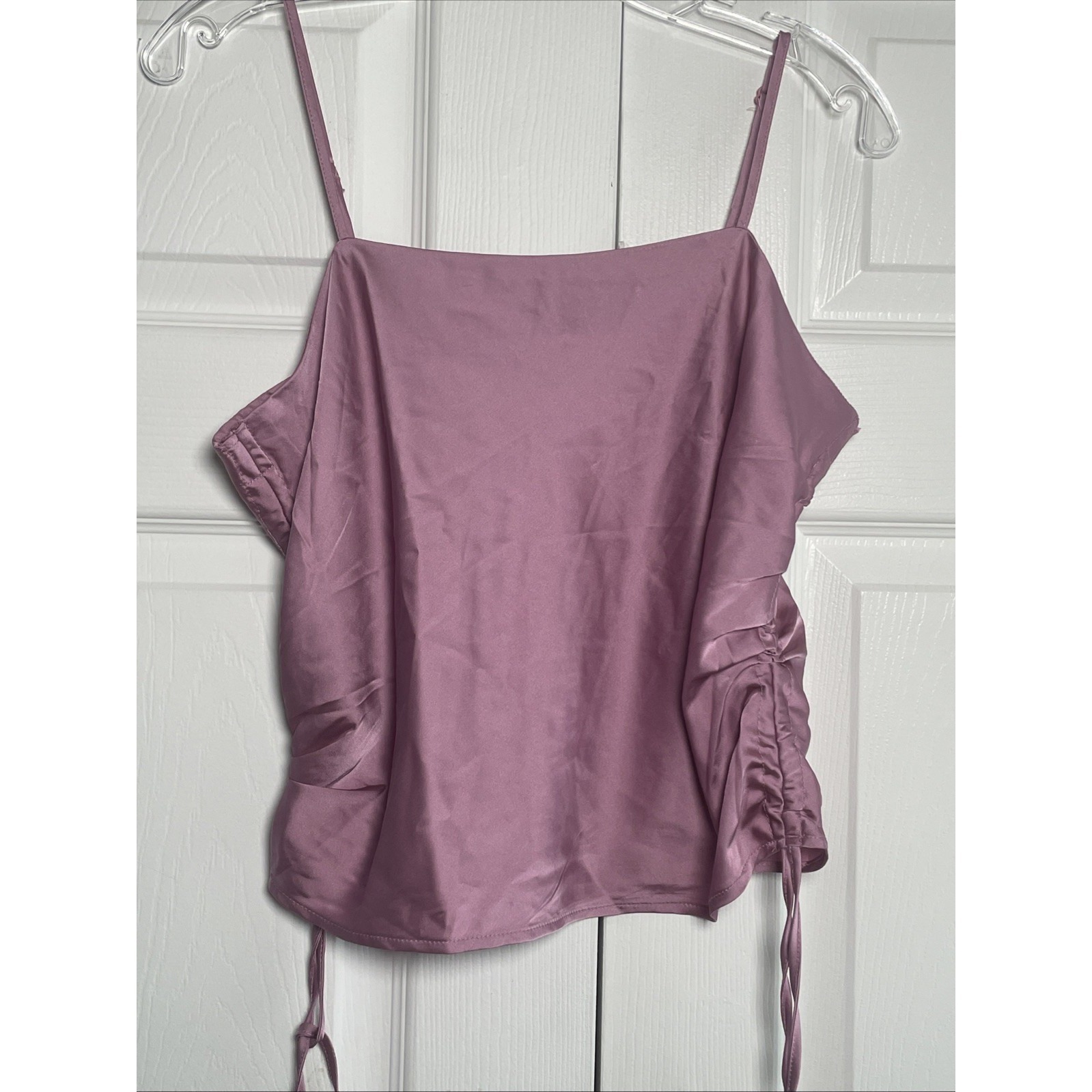 Pink Rose Womens Medium Purple Lilac Groove Satin Rouched Cami New